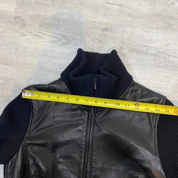 Identify 100% Leather Knit Fitted Jacket with Mock Cowl Neck 🇨🇦 Made - Picture 12 of 17